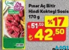 PINAR AÇ BİTİR HİNDİ KOKTEYL SOSİS 170 G